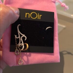 nOir Jewelry Gold and Silver cuff Teardrop Earrings